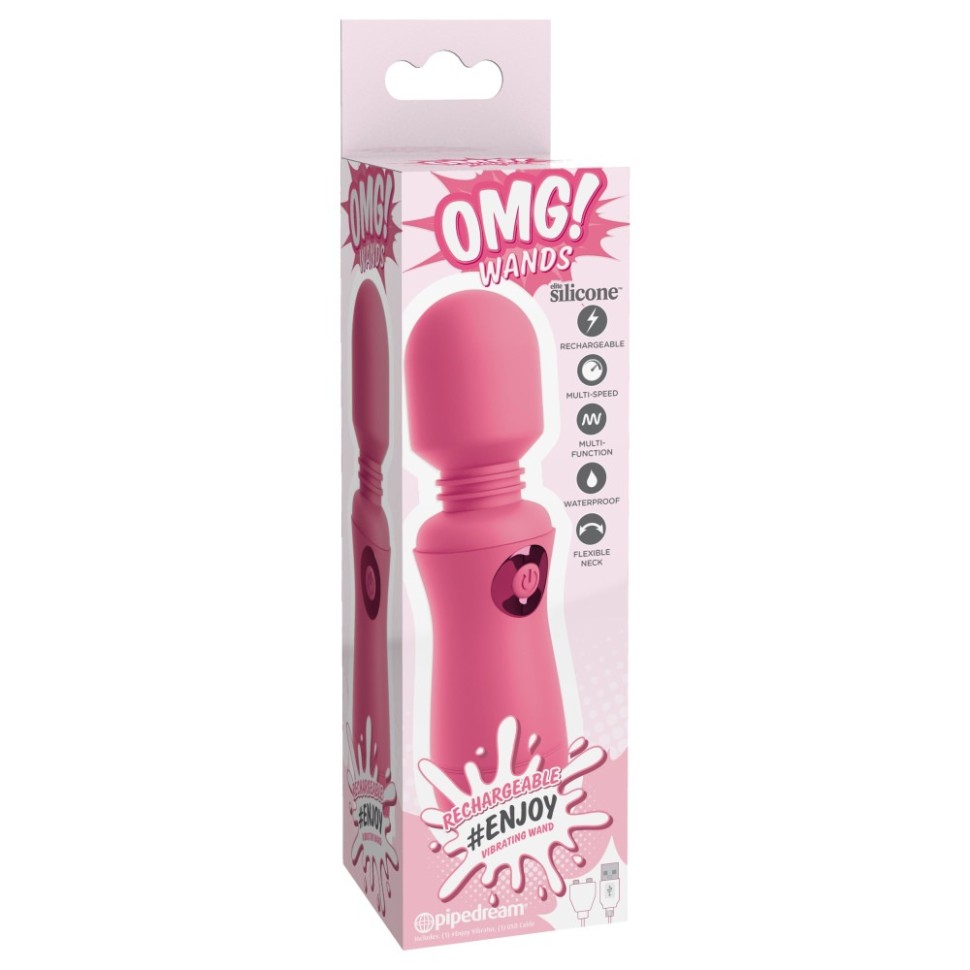 Вібратор мікрофон OMG! Wands #Enjoy, з гнучкою головкою, рожевого кольору, 15 х 4 см