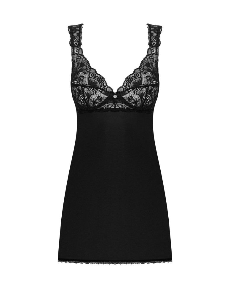 Obsessive Donna Dream babydoll - сексуальна сорочка з мереживом та стрінги, XS/S (чорний)