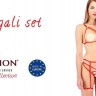 Комплект білизни MAGALI SET OpenBra red S/M - Passion Exclusive: стрепи: ліф, трусики і пояс