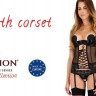 Корсет з відкритими грудьми NORTH CORSET black S/M - Passion Exclusive, пажі, трусики, шнурівка