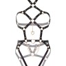 Leg Avenue - Heart ring harness teddy - Портупея-тедді в стилі БДСМ, M (чорний)