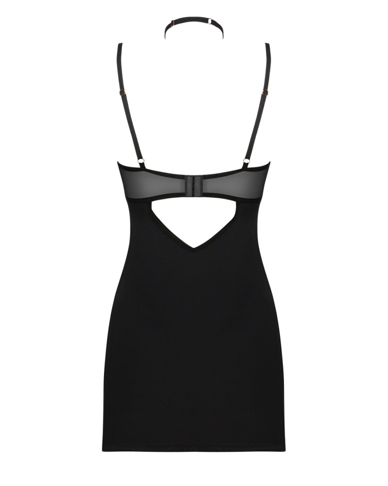 Obsessive Selinne chemise & thong - еротична сорочка та стрінги, XS/S (чорний)