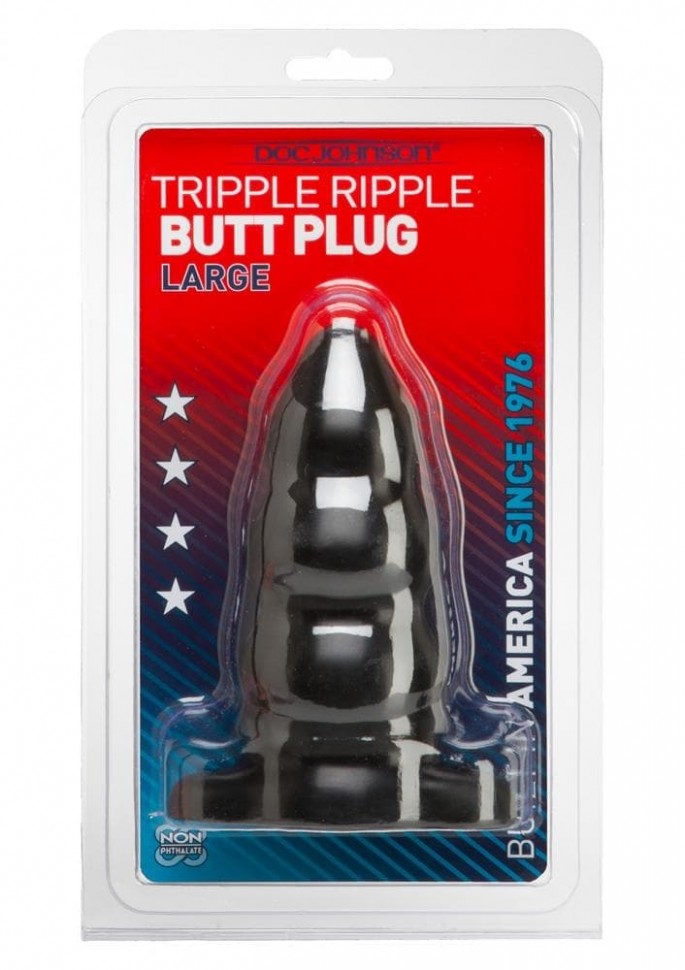 Анальная пробка Tripple Ripple Butt Plug Large, 11,6х6 см (черный)