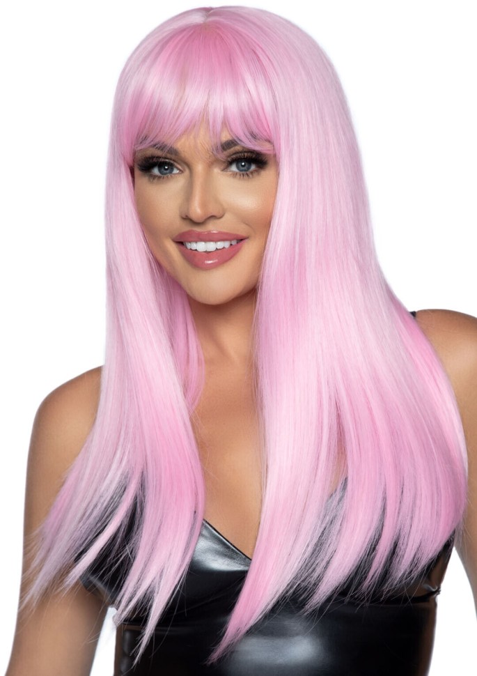 Довга перука з чубчиком Leg Avenue, рожевий 60см.