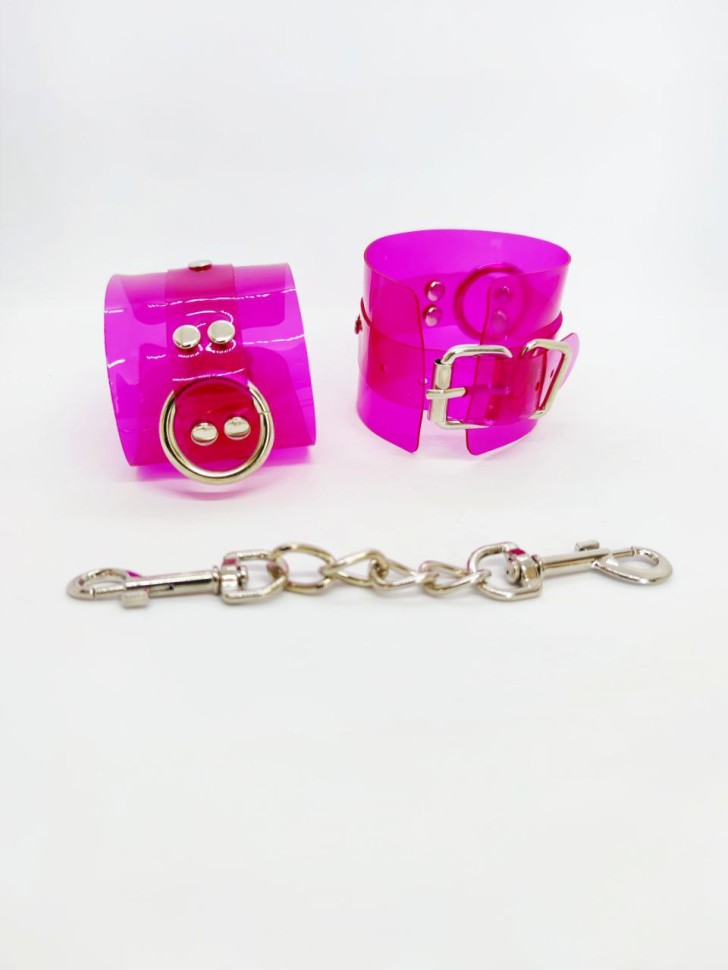 Нручиники DS Fetish Handcuffs transparent purple
