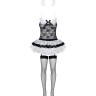 Еротичний костюм покоївки зі спідницею Obsessive Housemaid 5 pcs costume L/XL, чорно-білий, топ з пі