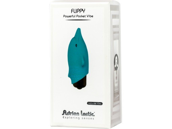 Міні-вібратор у вигляді дельфінчика, блакитний, Adrien Lastic Pocket Vibe Flippy Blue, 7,5 х 2,5 см
